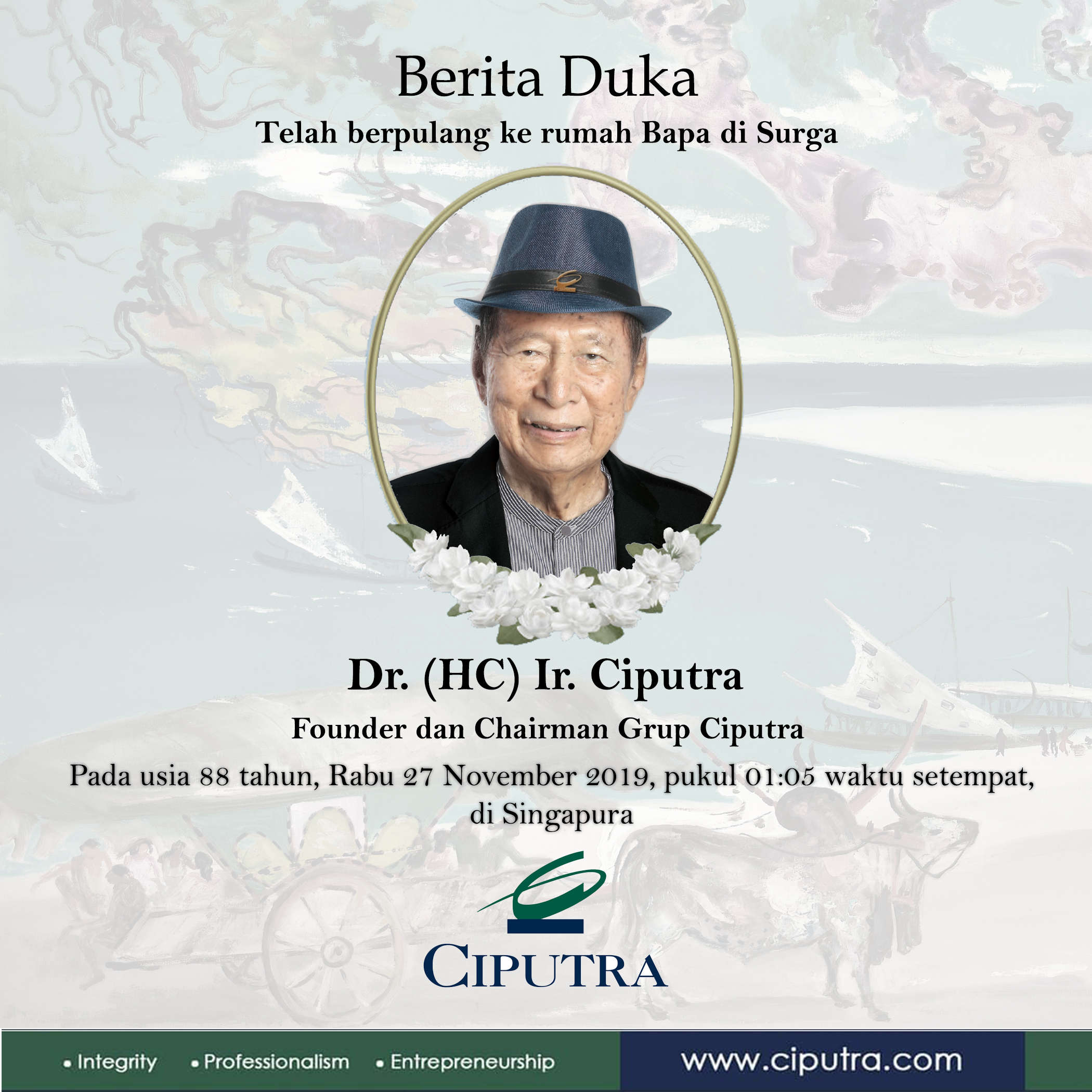 Berita Duka Atas Meninggalnya Bapak Dr. (HC) Ir. Ciputra